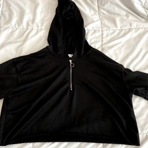 Zipper Cropped Hoodie